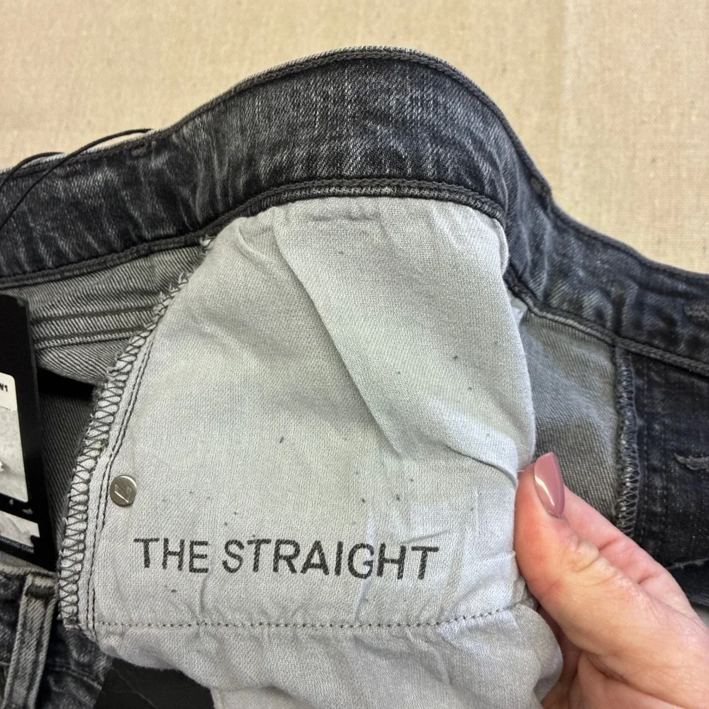 7 For All Mankind The Straight Jeans Mens 38 Gray New Distressed Indie Sleeze